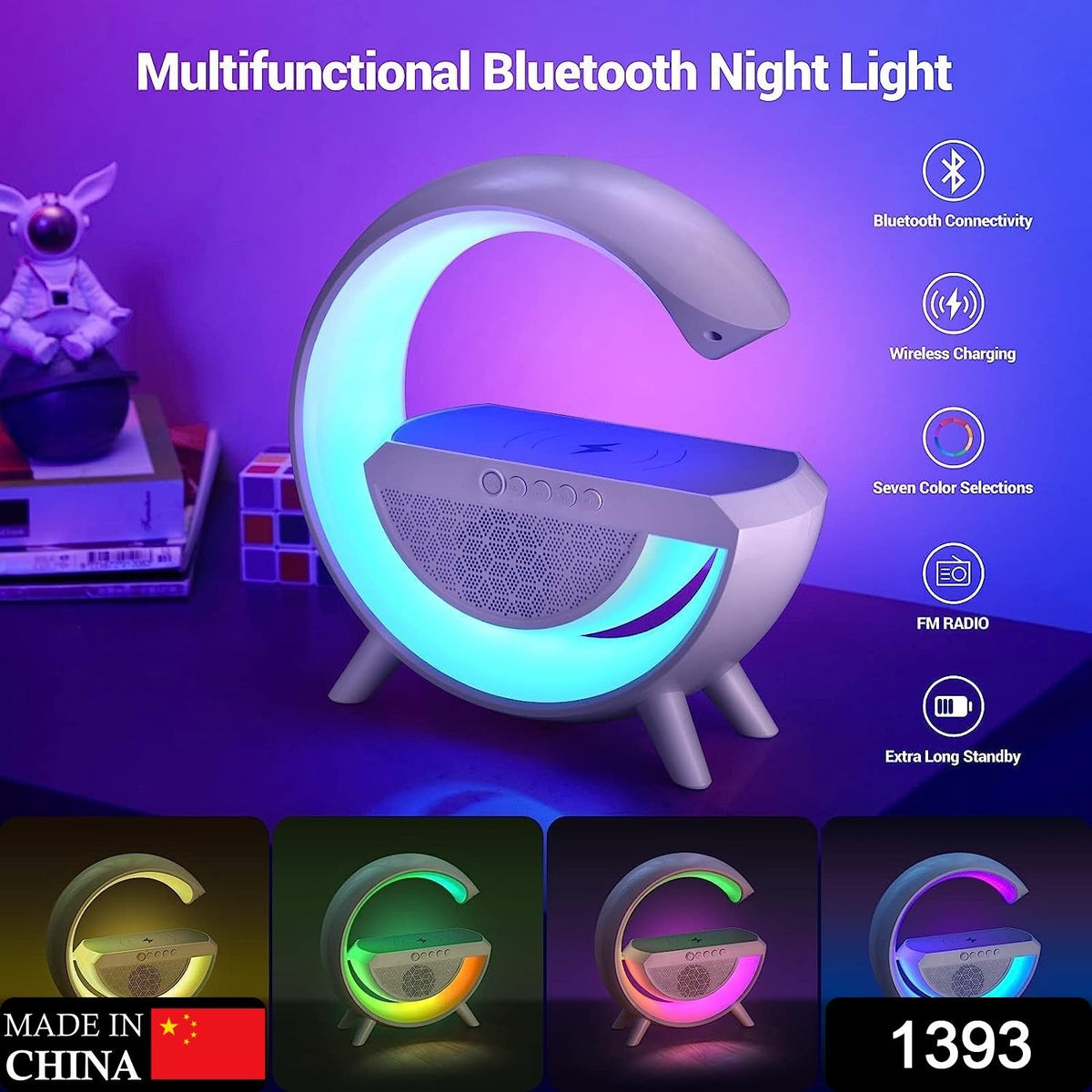 LED Night Lamp with Bluetooth Speaker – Wireless Charging – side view