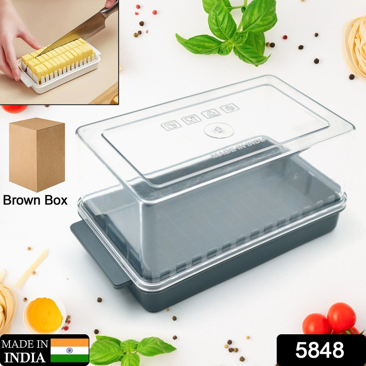 Butter Slicer Box – Transparent Storage & Cutter – side view