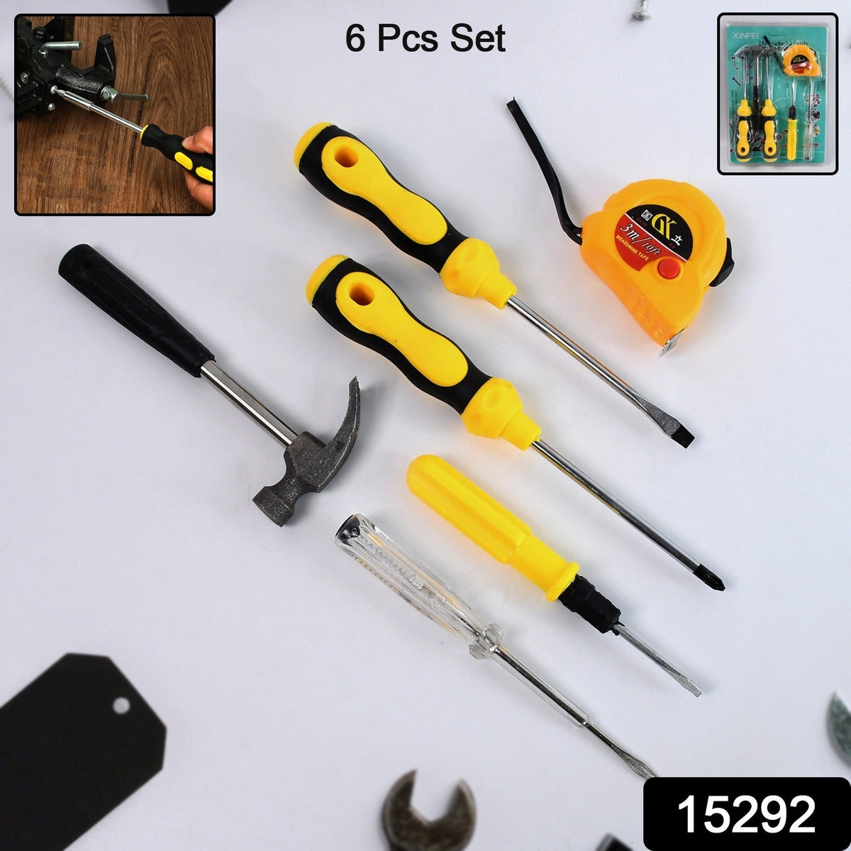 6-in-1 Hand Tool Kit – Durable Screwdrivers – side view