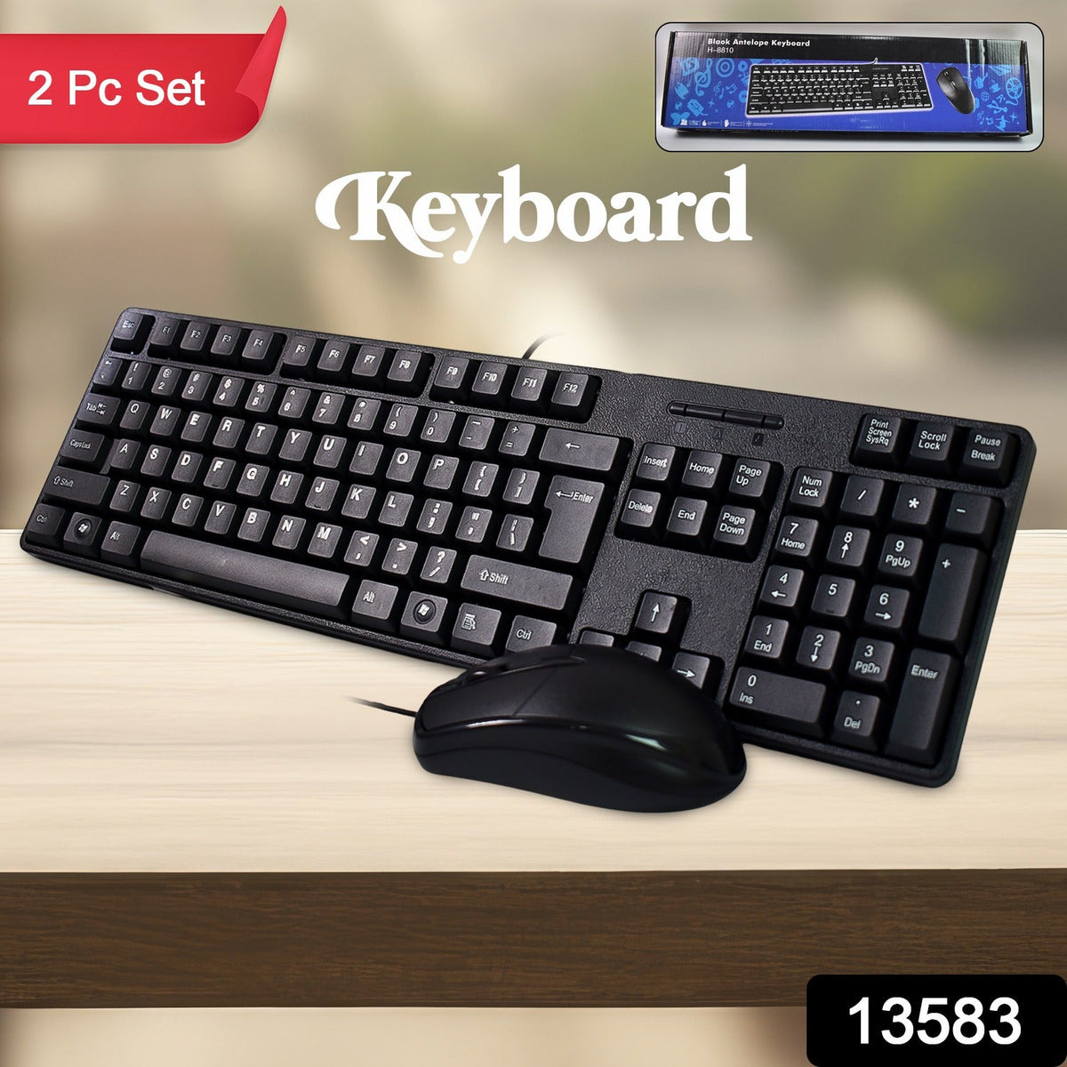 Wired Keyboard Mouse Combo – Ergonomic USB set – side view