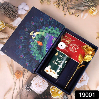 Valentine Gift Box – Heart Light, Chocolates & Golden Flower