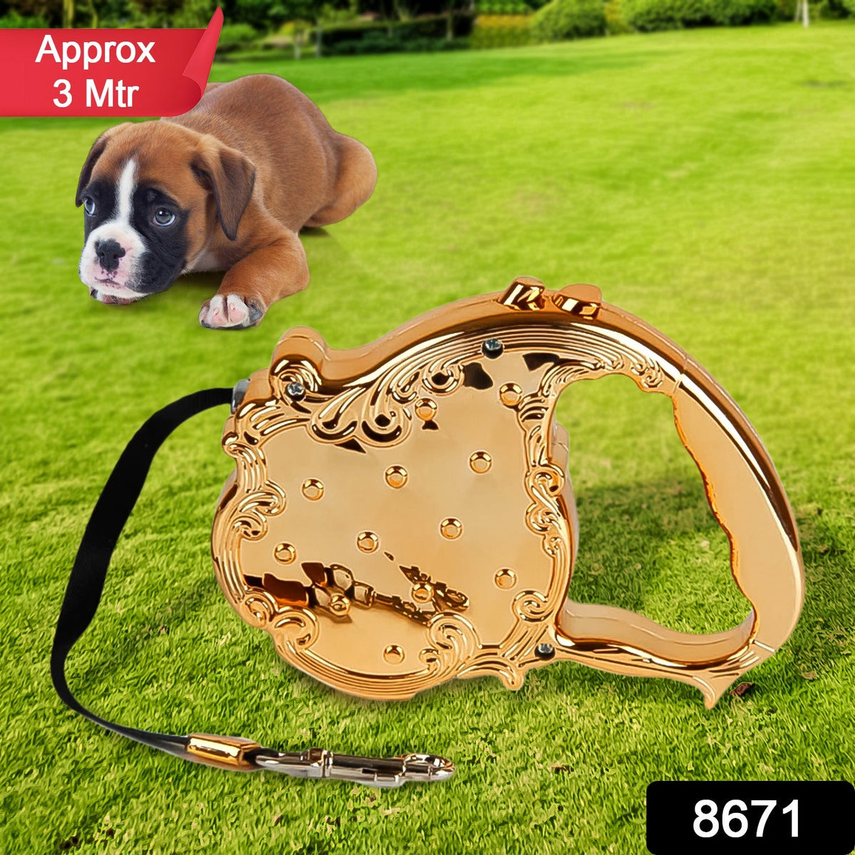 Retractable Dog Leash – 3M Telescopic Pet Lead – side view