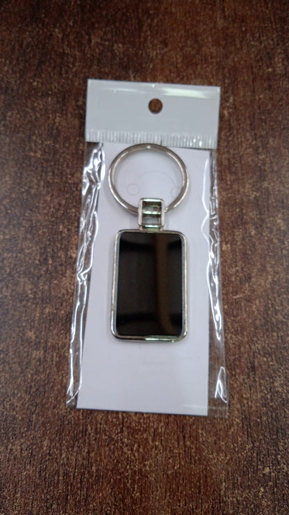 Rectangular Metal Keychain – Durable Black & Silver Design – view 7