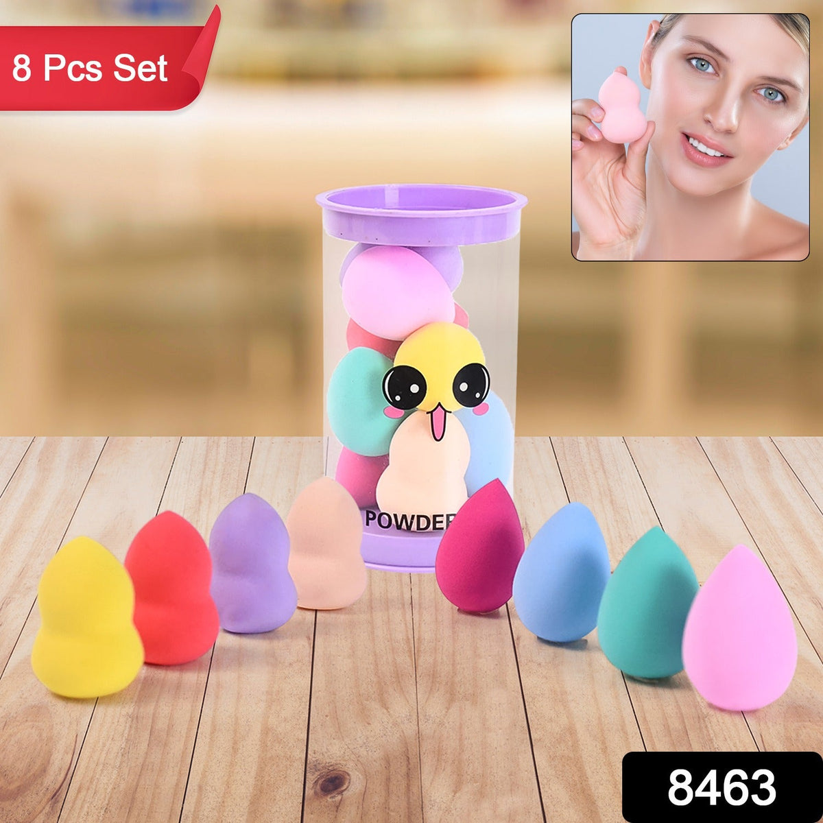 Makeup Powder Puff set – Washable Soft Sponges in 8 Colors – side view