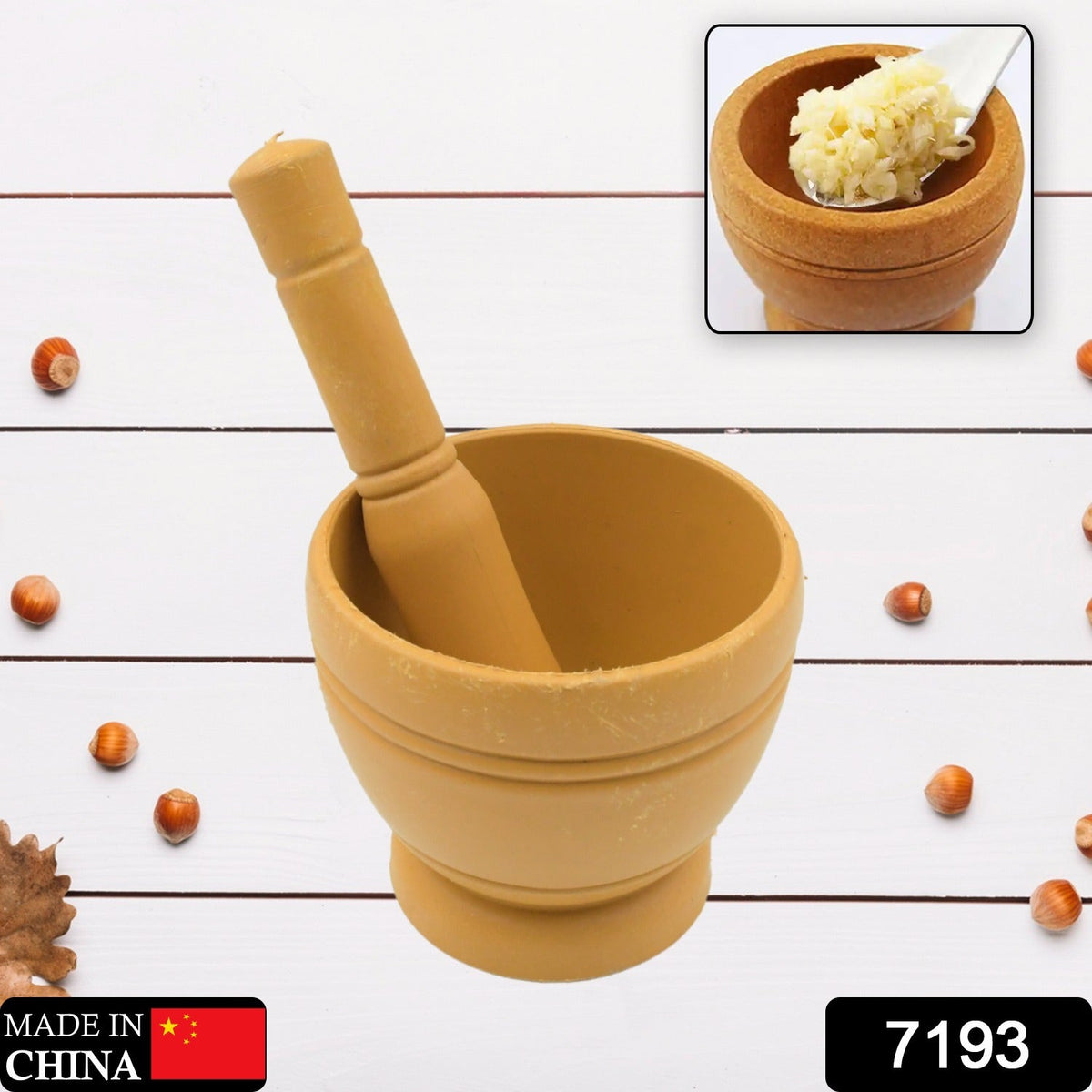 Mortar and Pestle set – Traditional Spice Grinder – side view