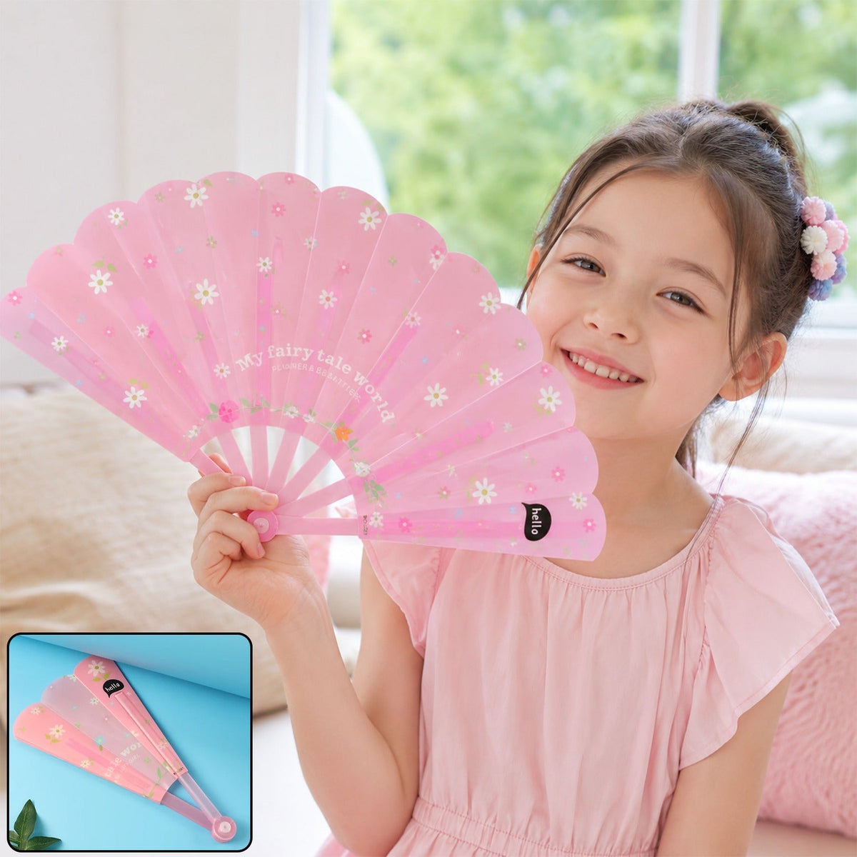 Foldable Hand Fan for Kids Lightweight Safe Manual Cooling