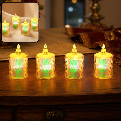 Diwali LED Tea Light Candles – 24 pc Flameless & Smokeless – close-up