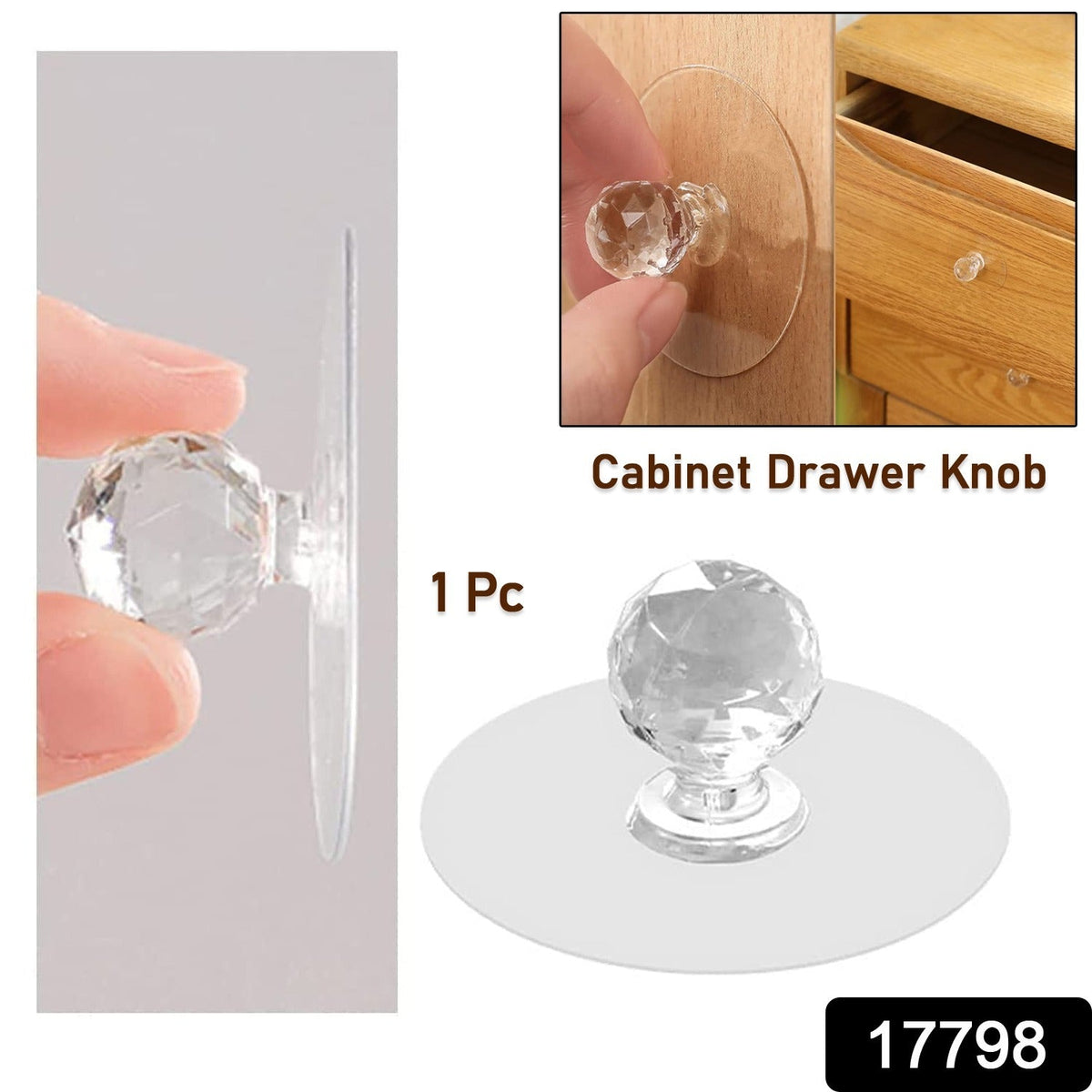 Crystal Cabinet Knob – Self-Adhesive Diamond Design – view 8