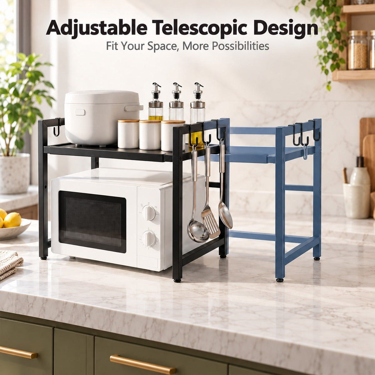 Adjustable Microwave Oven Storage Rack Metal Kitchen Shelf – close-up