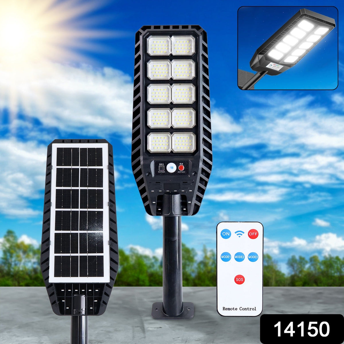 Solar LED Street Light – High-Powered Motion Sensor – side view
