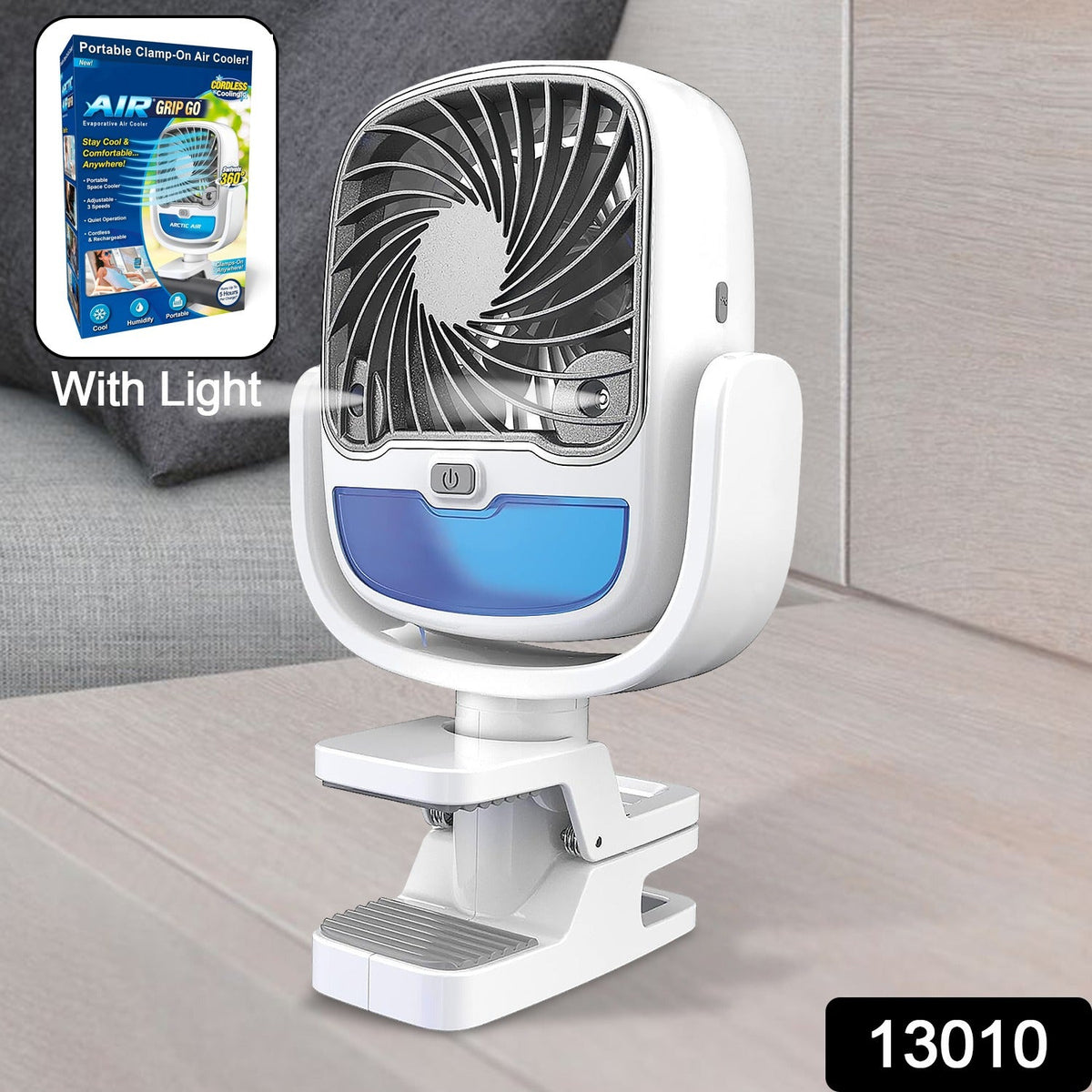 Portable Air Cooler – 3-Speed USB Rechargeable Fan – side view