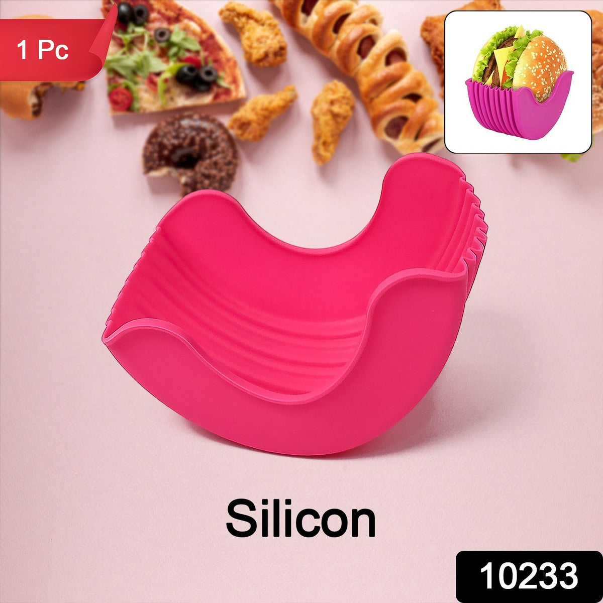Silicone Burger Holder – Reusable & Mess-Free Snack Grip – side view