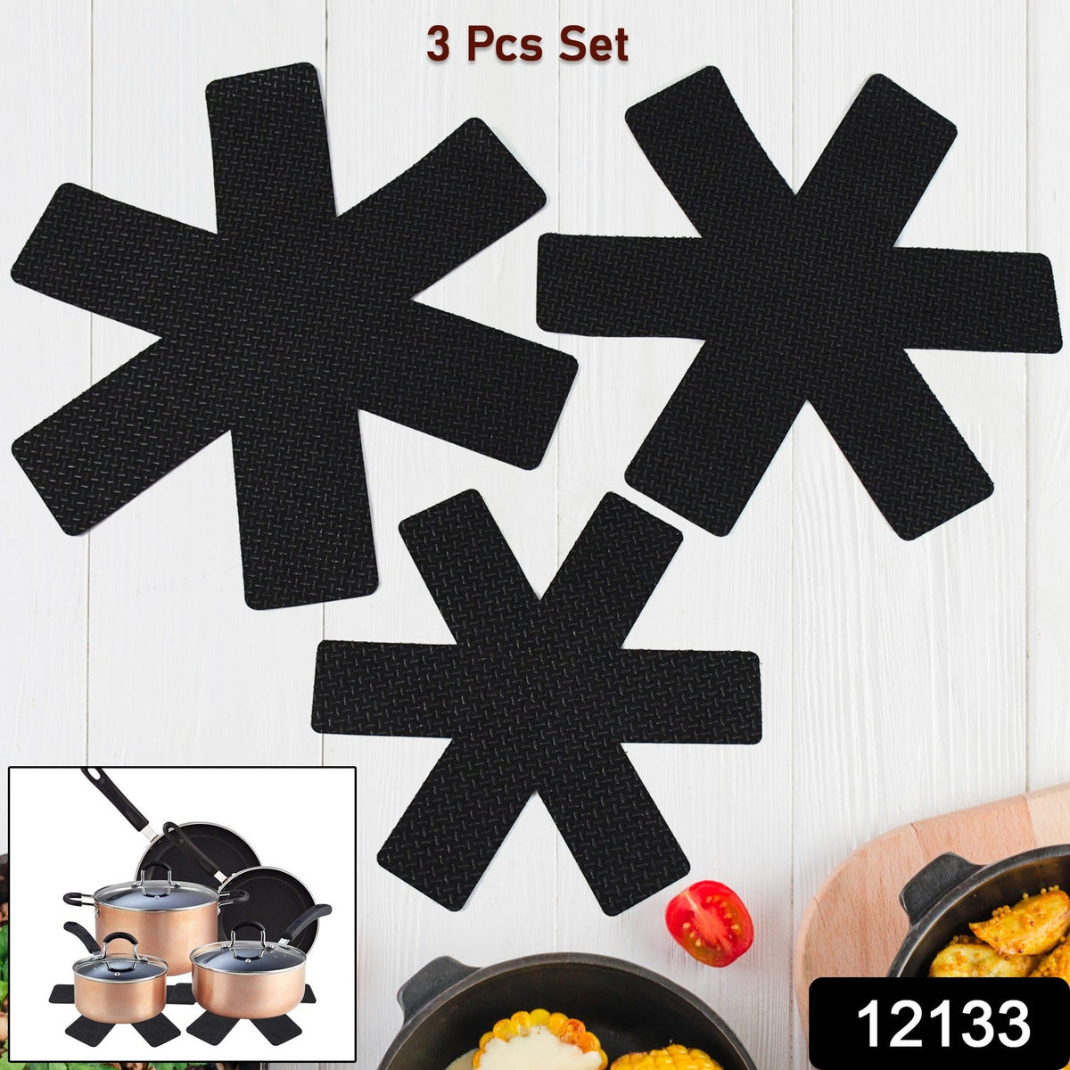 Felt Pots and Pans Protectors – set of 3 Sizes – side view