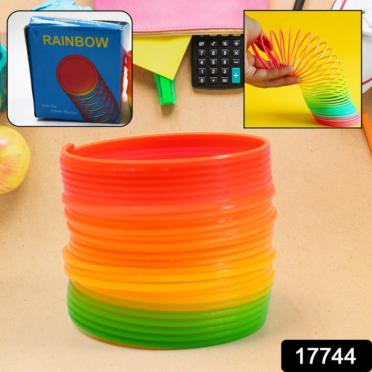 Rainbow Slinky Toy – Classic Fidget & Stress Relief – side view
