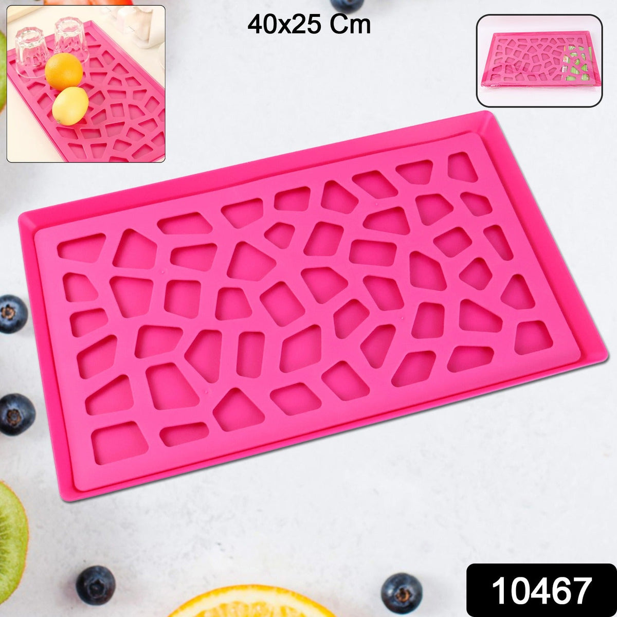 Plastic Kitchen Tray – Durable Modern Hollow Design 40x25 cm – side view