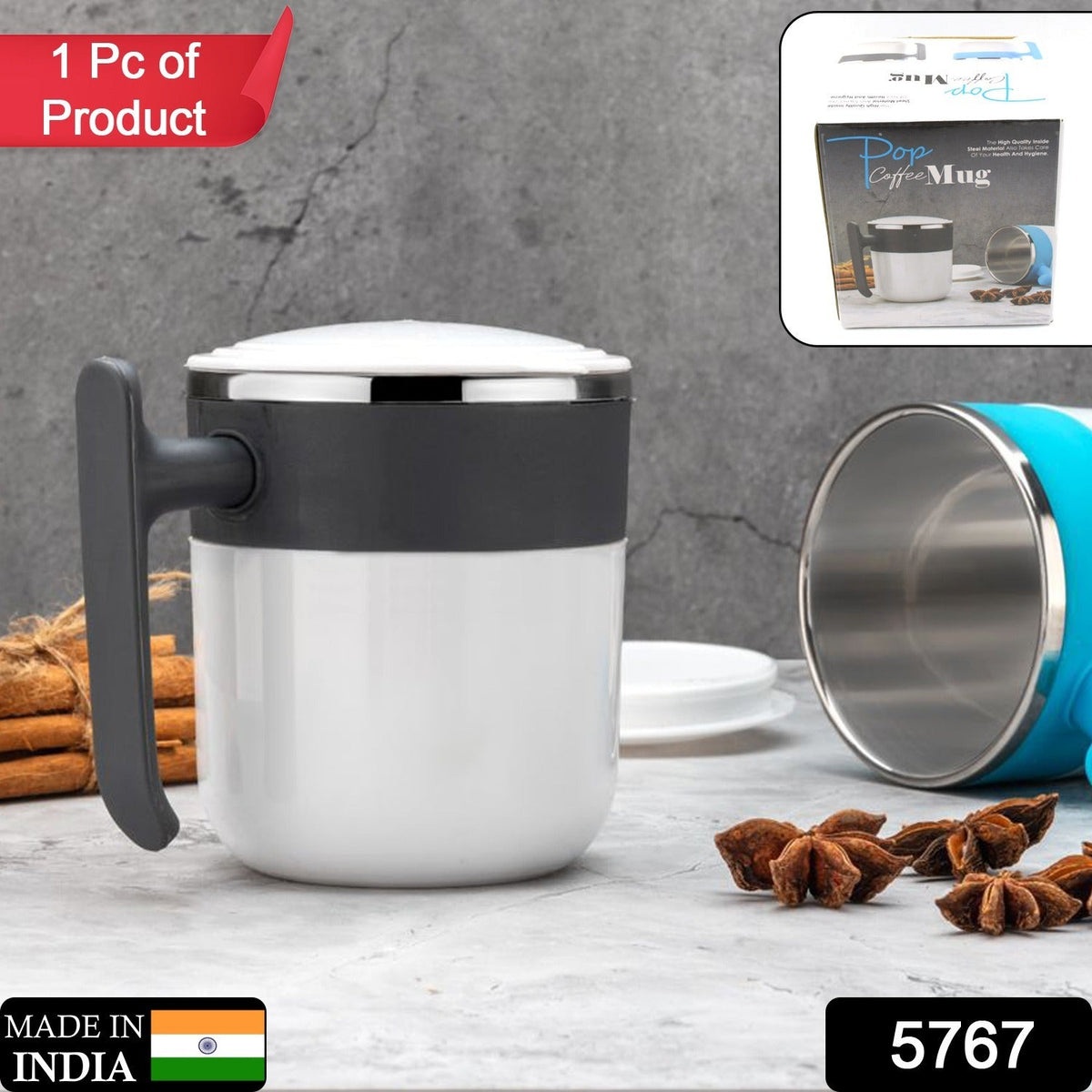 Insulated Coffee Mug – Spill-Proof Stainless Steel – side view