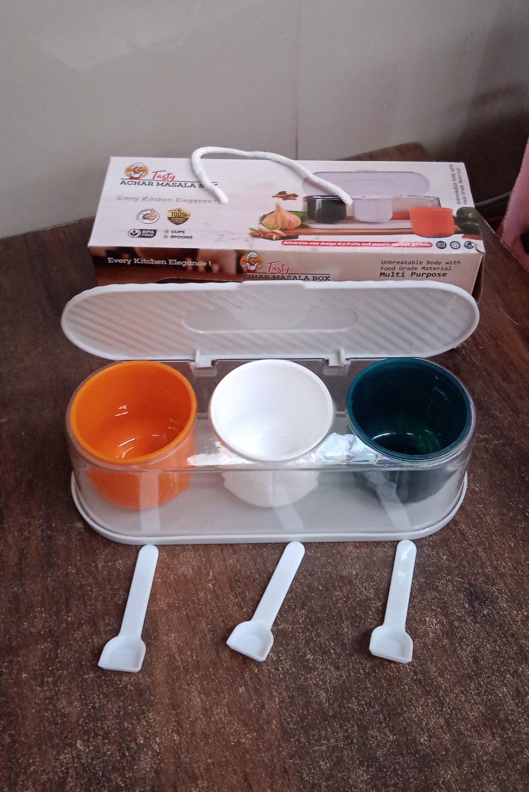 Spice Box – 3-Grid Masala Storage with Spoons – view 8