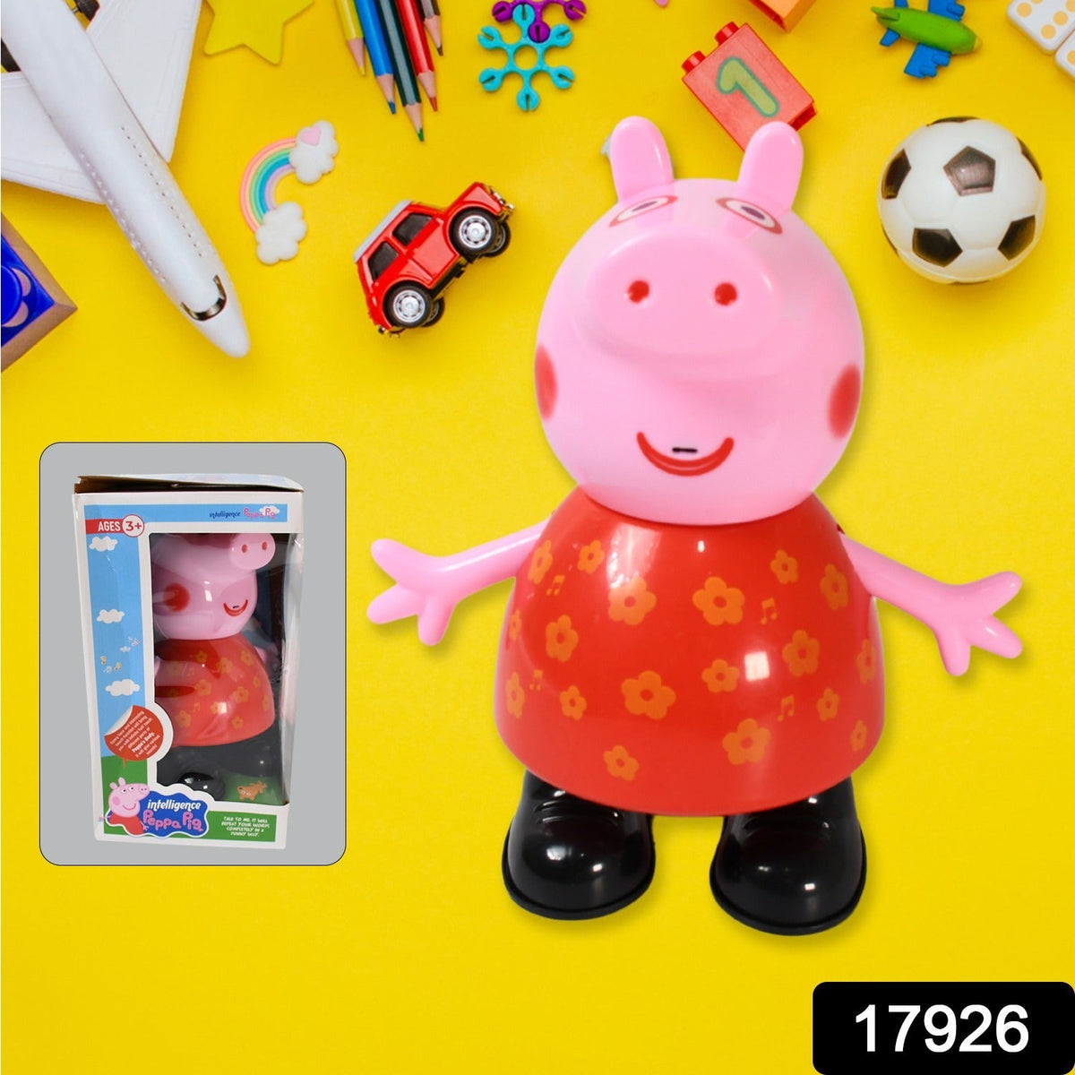 Pig Pretend Play Toy – Movable Soft Rubber Figure – side view