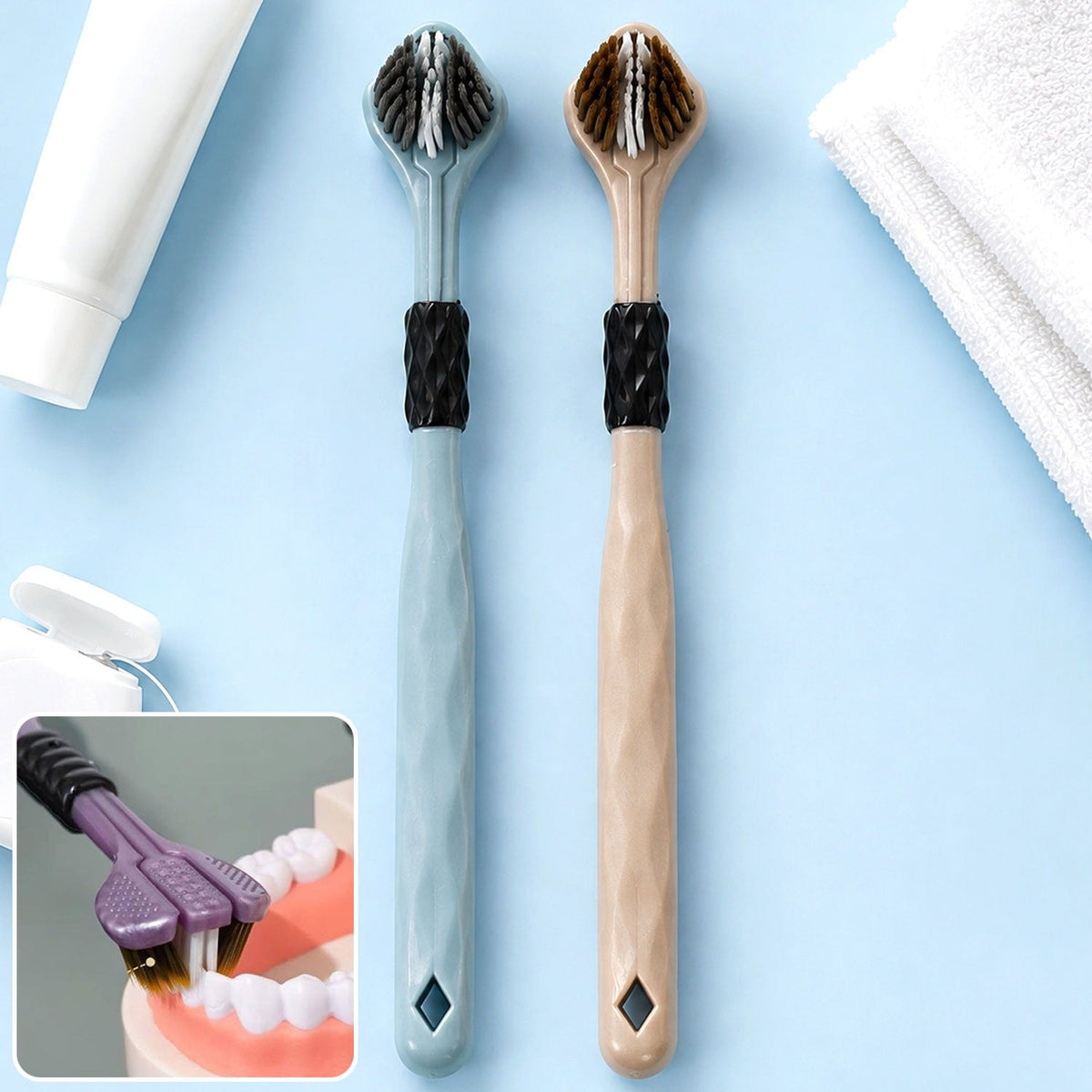 3-Sided Toothbrush – Soft Bristle set for Complete Oral Care