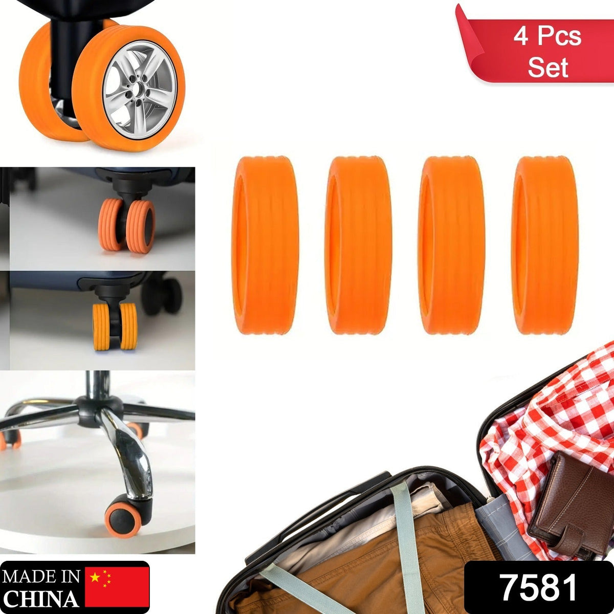 Suitcase Wheel Covers – Noise Reduction & Protection – side view