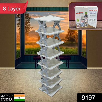 Foldable Shoe Rack – 8-Layer Space-Saving Storage – side view