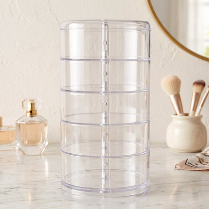 Rotating jewellery case with five levels for rings and chains