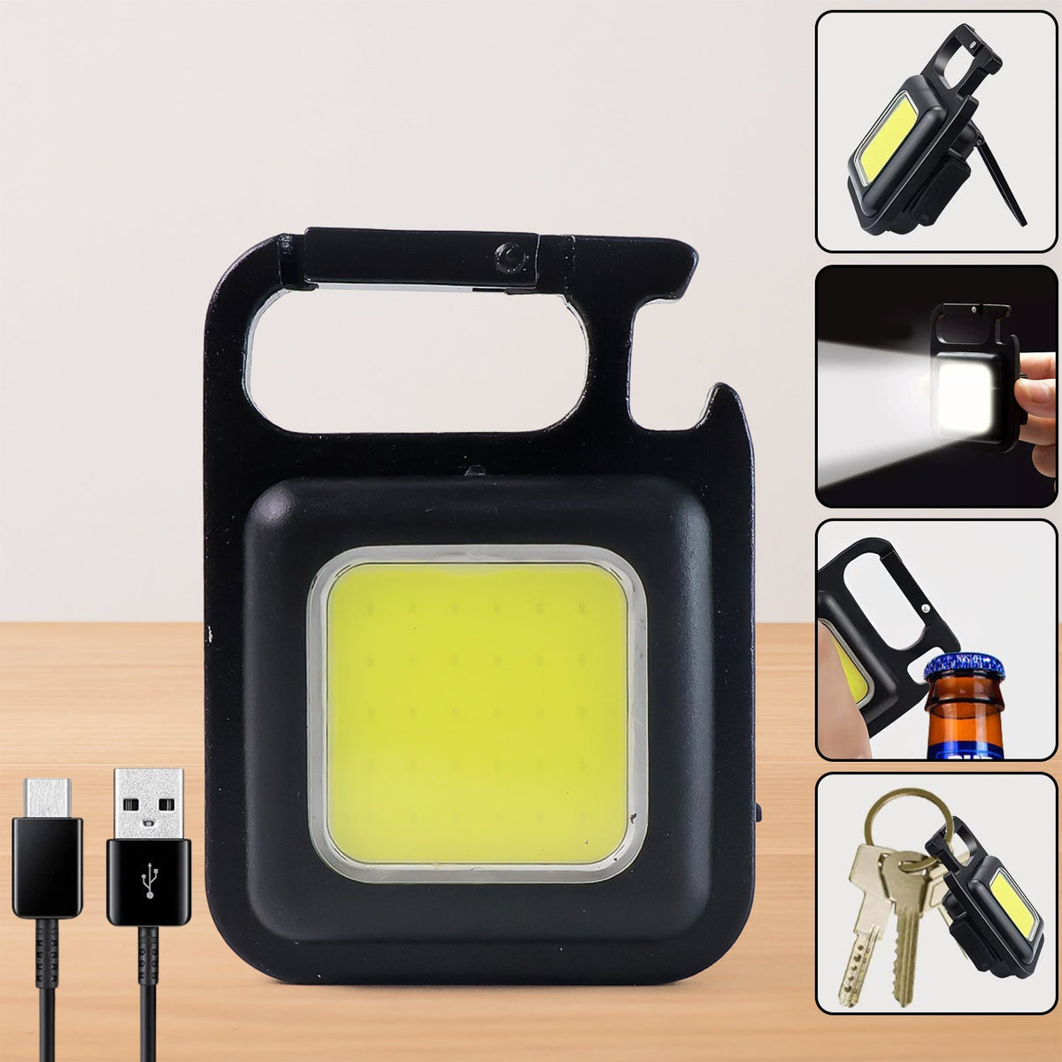 Rechargeable Keychain Flashlight – 4 Light Modes, Magnetic