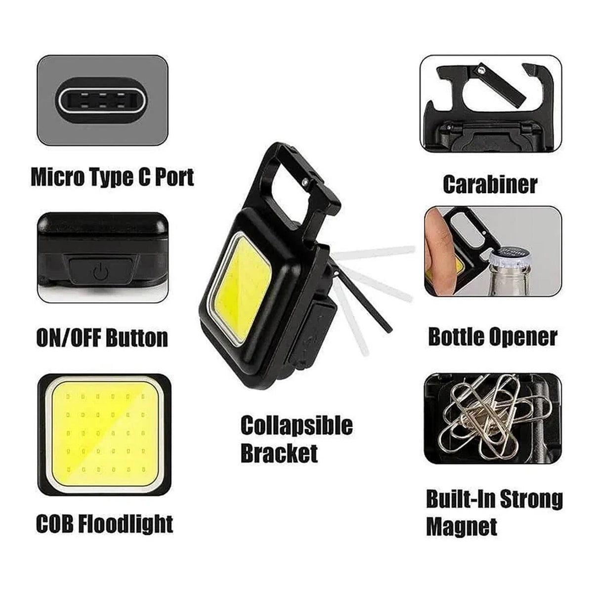 Rechargeable Keychain Flashlight – 4 Light Modes, Magnetic – alternate view