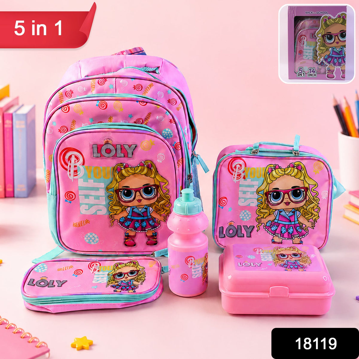 Kids School Bag set – 5-in-1 Combo for School – side view