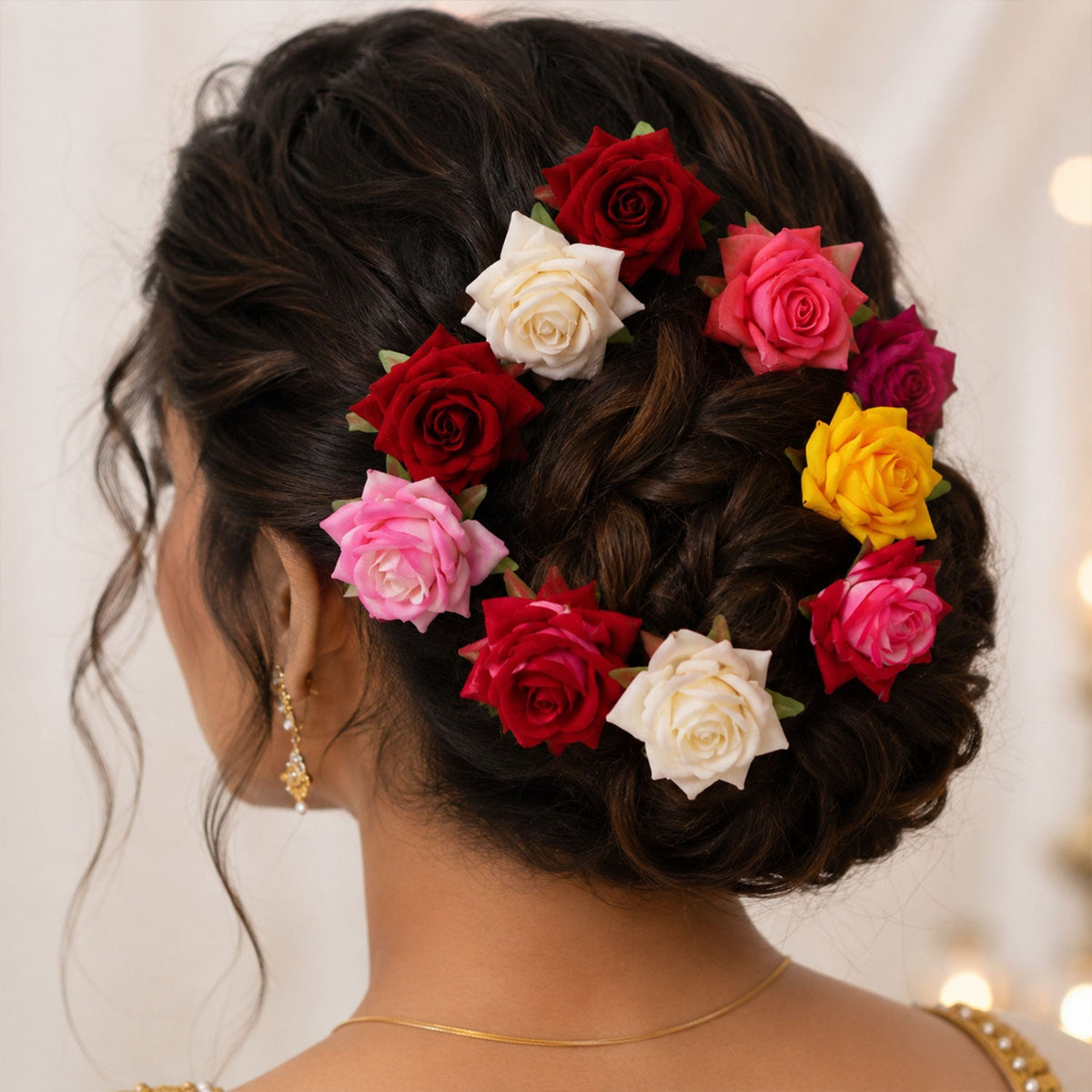Flower Hair Pin set – Colourful Floral Accessory (12 Pcs)