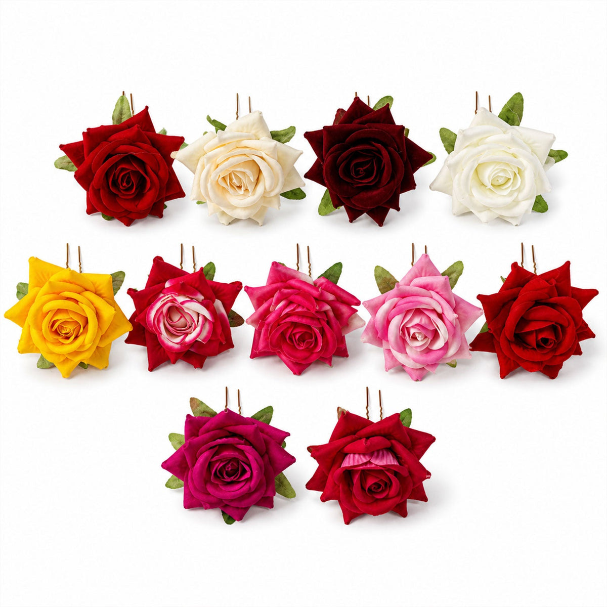 Flower Hair Pin set – Colourful Floral Accessory (12 Pcs) – alternate view