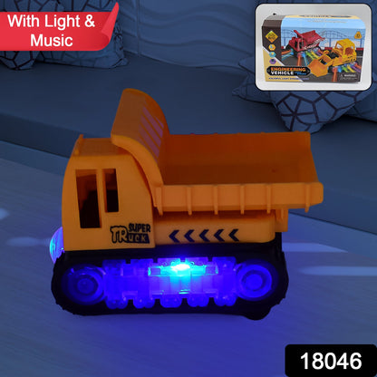 Dump Truck Toy for Kids – Self-Driving, Lights & Music – side view