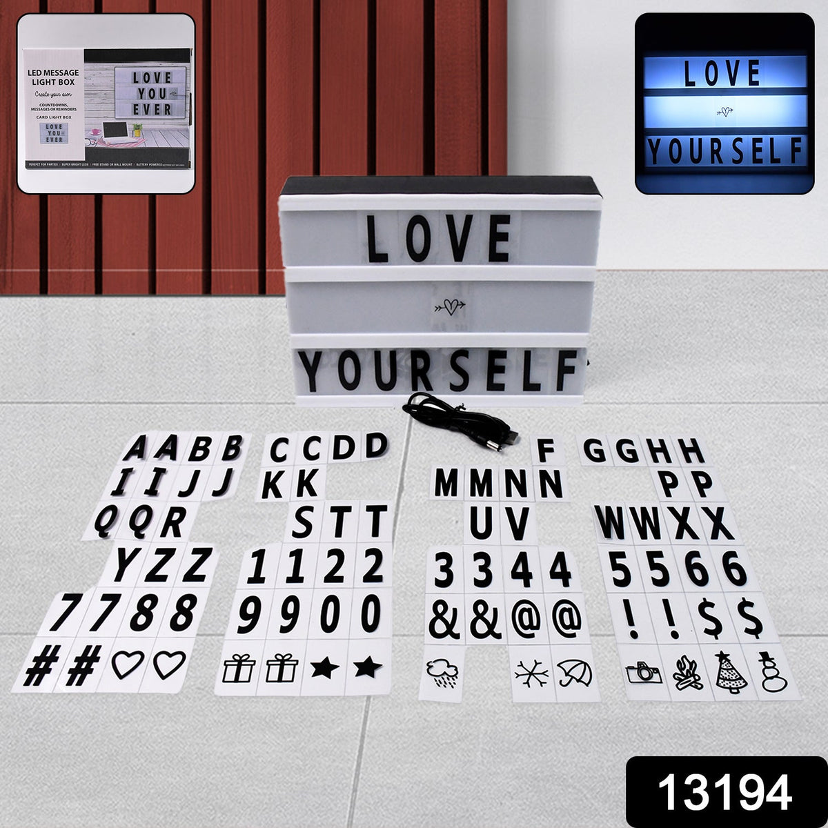 Cinematic Light Box – Mini A6 LED Message Board with Letters – side view