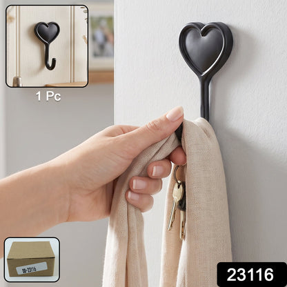 Heart shaped adhesive wall hook for keys, scarves and bags