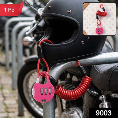 Helmet lock coiled wire travel