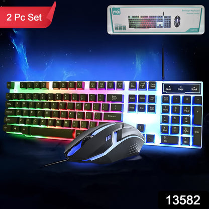 Colorful Backlit Keyboard Mouse set – Ergonomic Wired Combo – side view