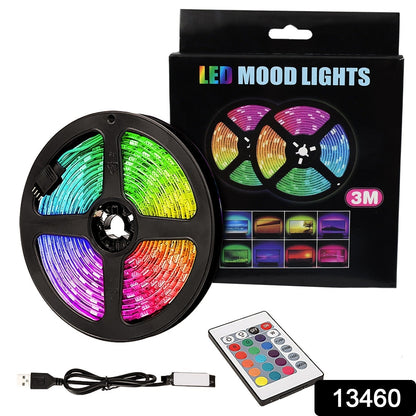 RGB LED Strip Lights – 3M Multi-Colour USB with Remote – side view