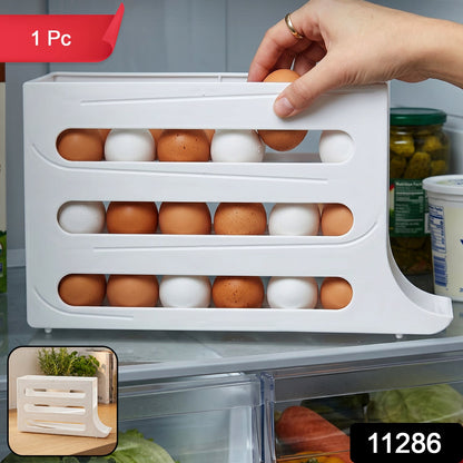 Plastic Egg Storage Organizer – Space-saving Fridge Tray – side view