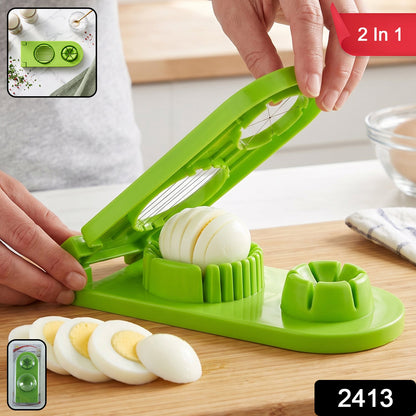 Egg slicer and wedger combo for slices and wedges of boiled eggs