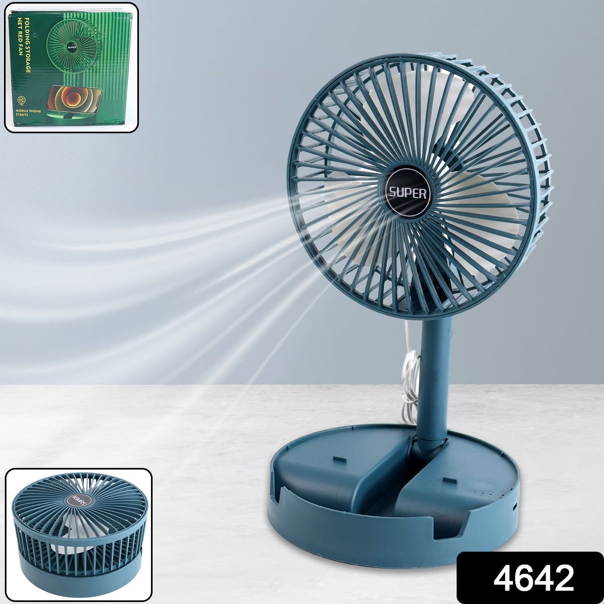 Portable Desktop Fan – Adjustable, Silent, Foldable – side view