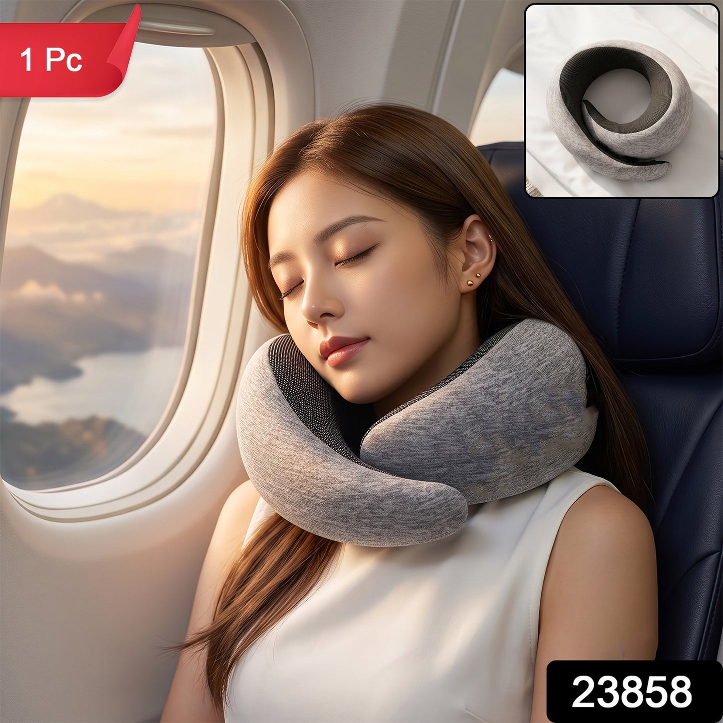 Soft memory foam U shaped pillow for comfortable flights