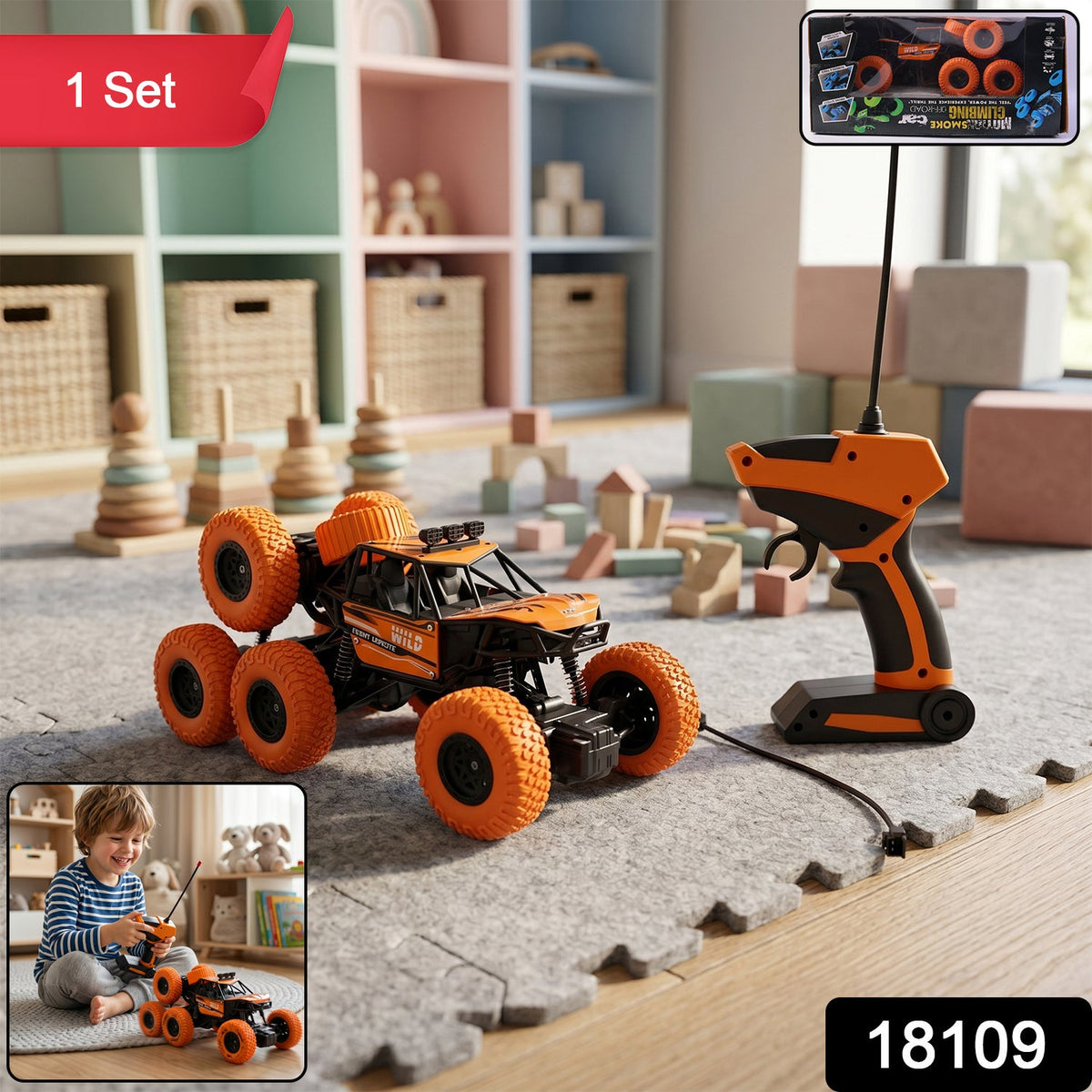 RC Off-Road Car – 8-Wheel Rock Climber for Kids – side view