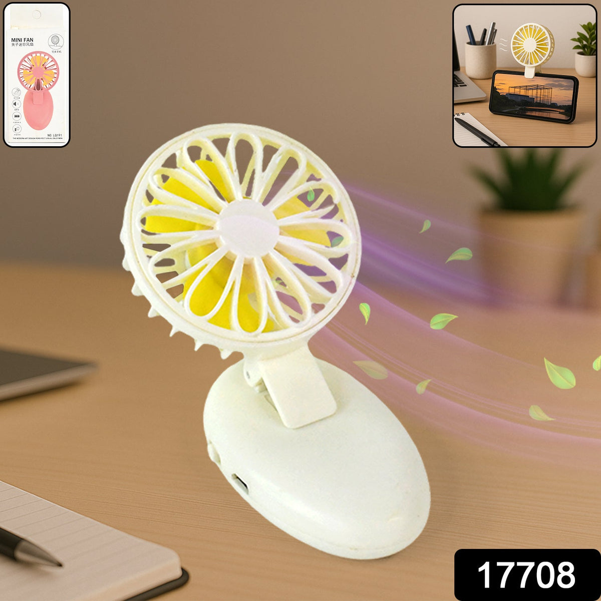 Mini USB Handheld Fan – Portable & Rechargeable Cooling – side view