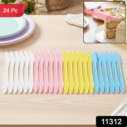 Reusable Multicolor Plastic Dessert Knife set – side view