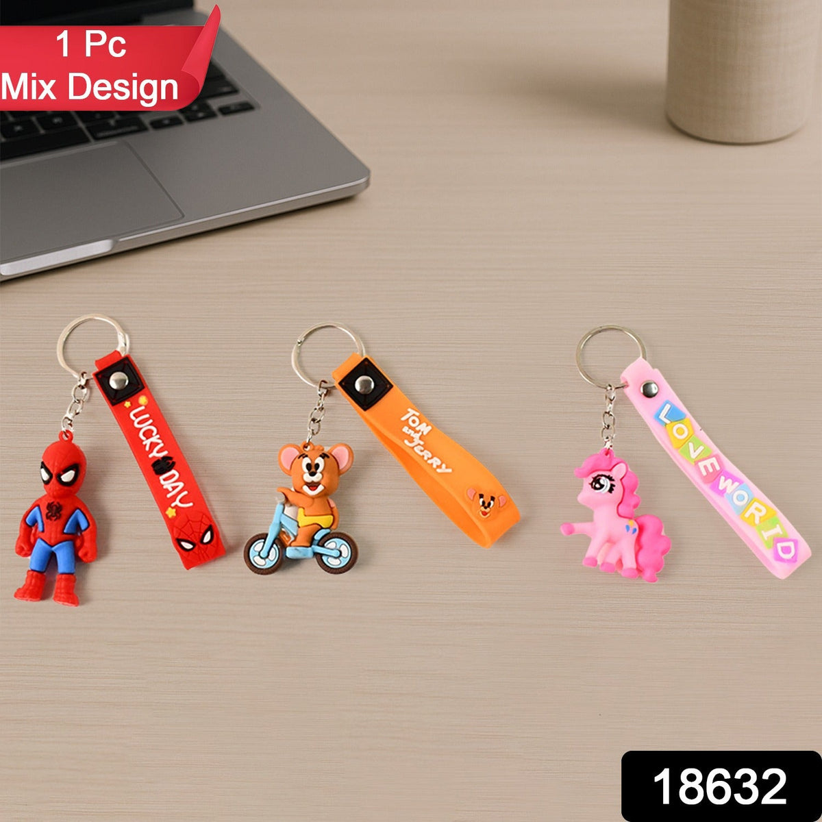 Cartoon Silicone Keychain – Cute 3D Character Bag Charm – side view