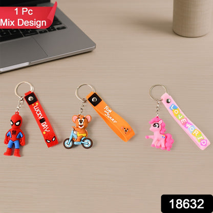 Cartoon Silicone Keychain – Cute 3D Character Bag Charm – side view