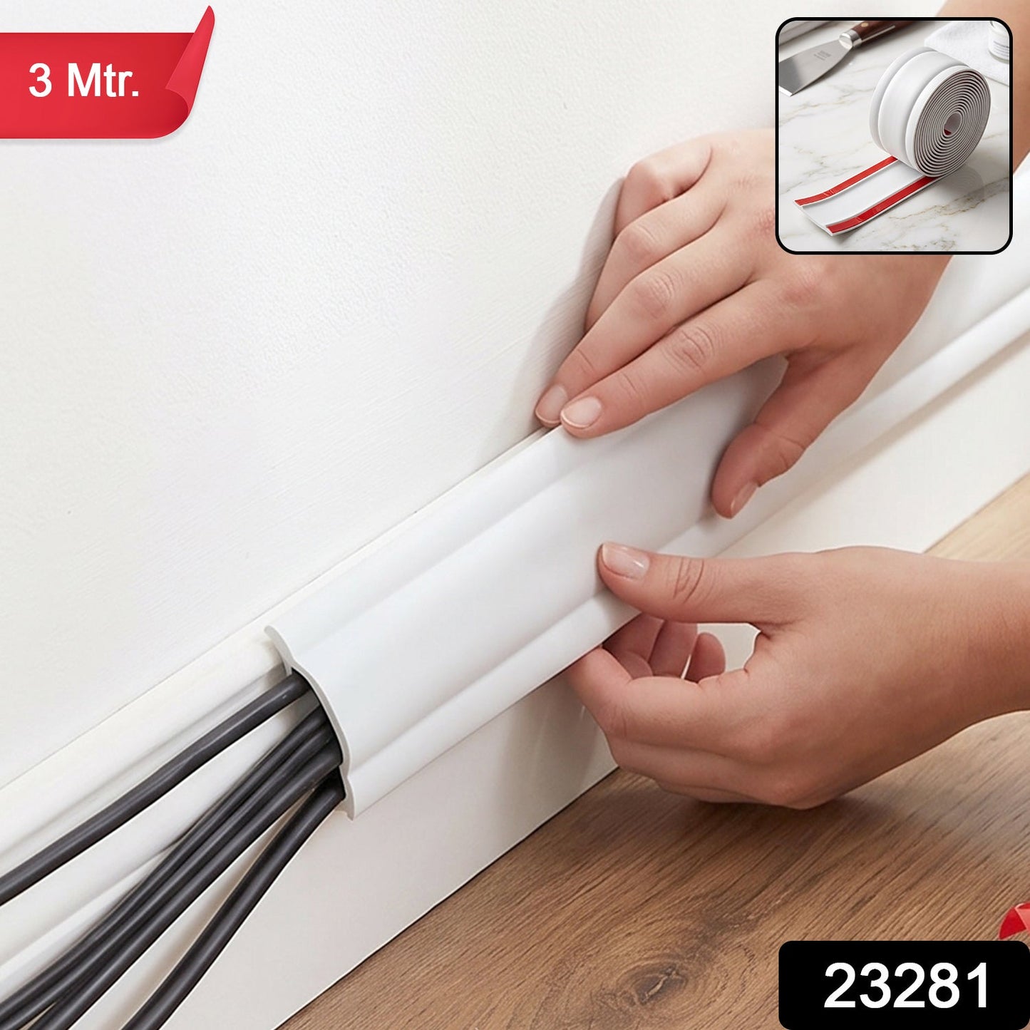 3 metre self adhesive cord cover to hide cables on walls