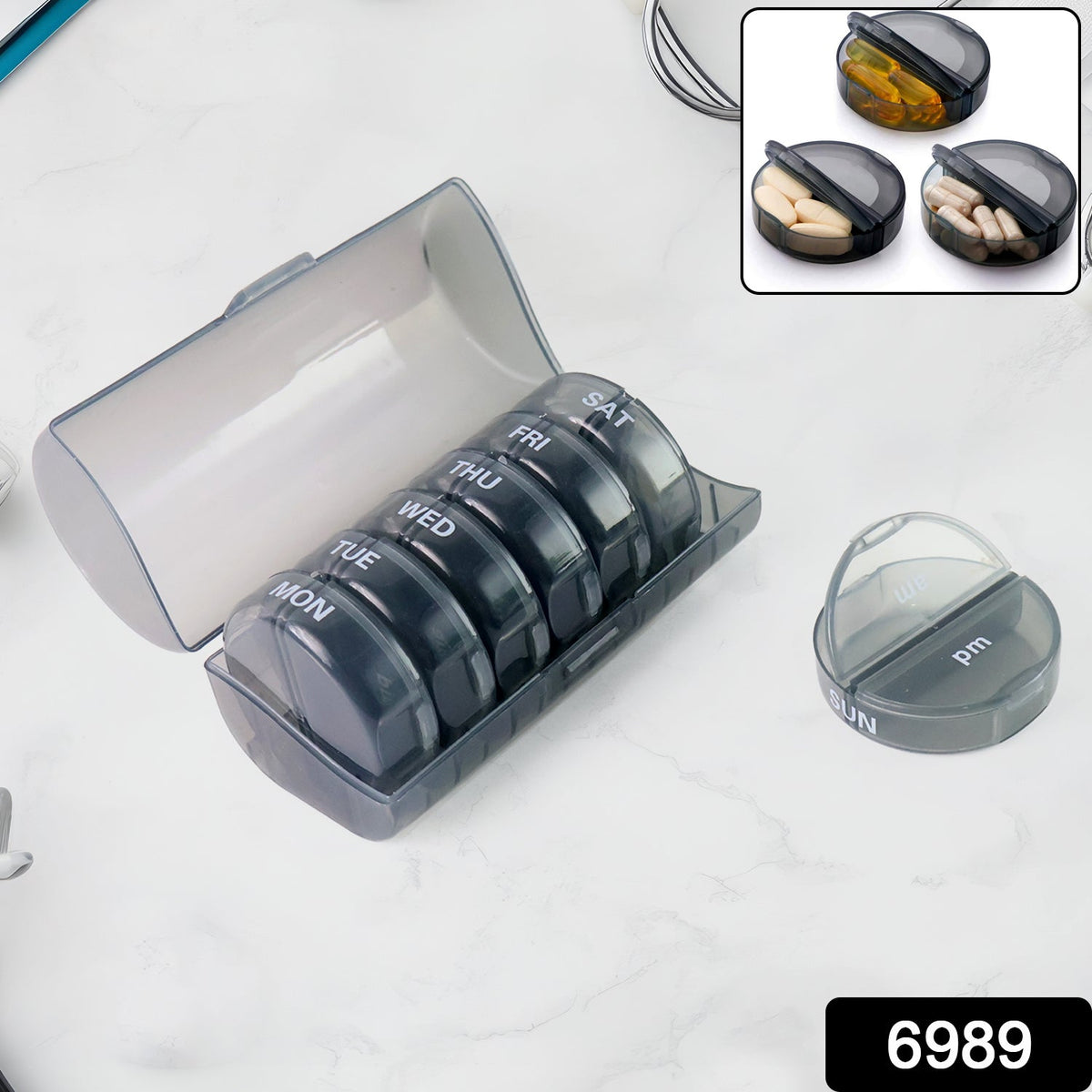 Weekly Pill Organizer – 7 Day AM/PM Medicine Box – side view