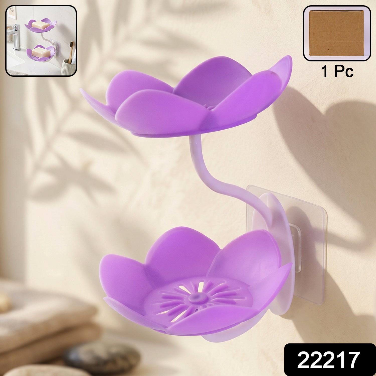 The wall mounted double layer soap dish holder shown in its product packaging.