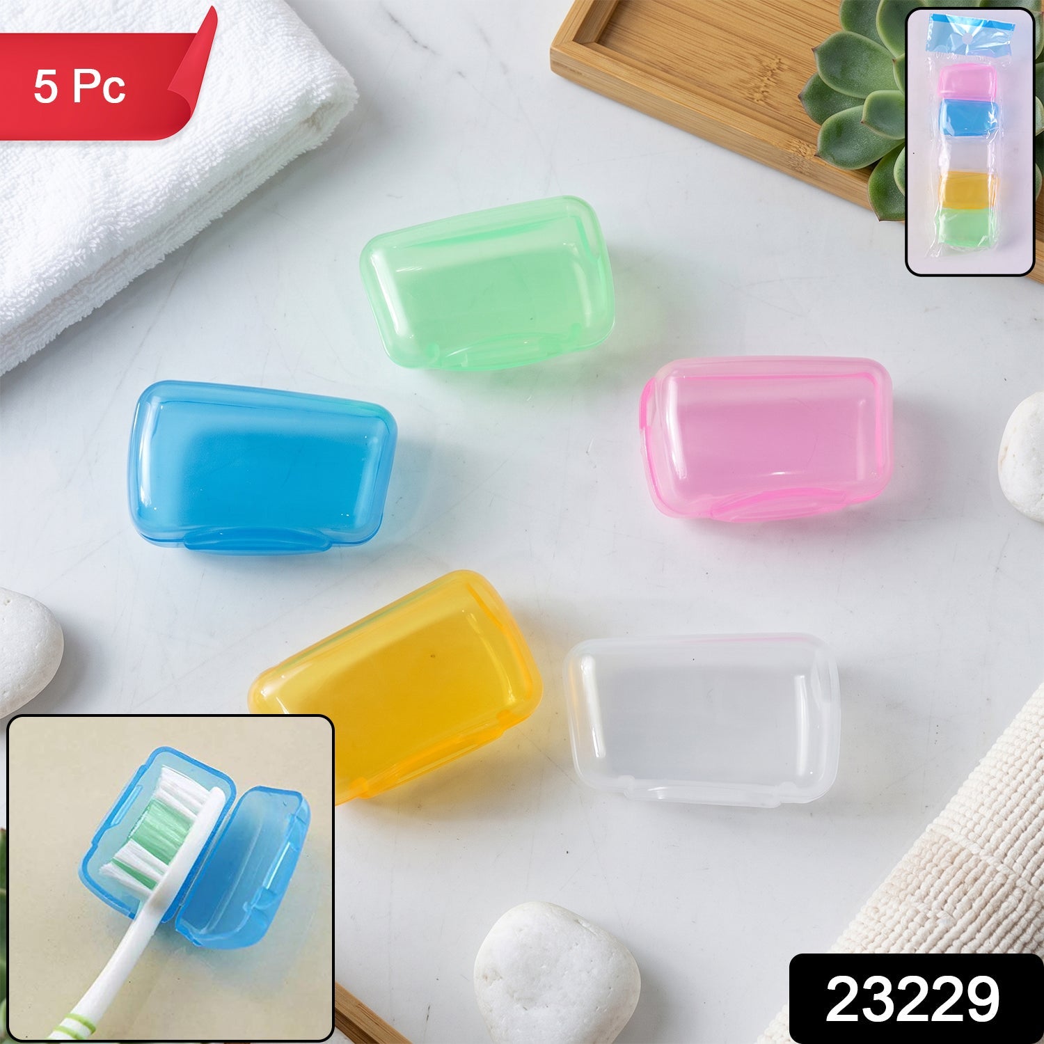 Set of 5 anti dust toothbrush caps for travel and home
